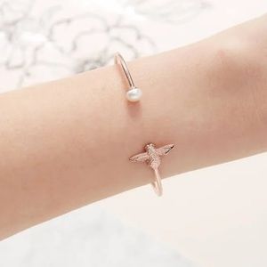 OLIVIA BURTON 🐝 Bee & Pearl Rose Gold Bangle NWT
